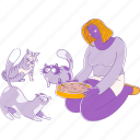woman, feeding, cat, pet, kitten, animal, female 