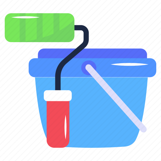 Paint basket, paint roller, paint bucket, paint brush, painting tools icon - Download on Iconfinder