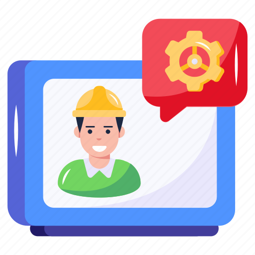 Technical talk, online conversation, tech help, online communication, video chat icon - Download on Iconfinder
