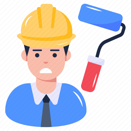 Worker, painter, labor, engineer, paint roller icon - Download on Iconfinder