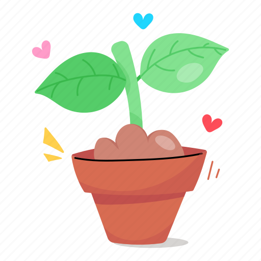 Potted plant, plant, sapling, houseplant, pot sticker - Download on Iconfinder