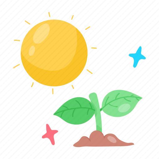 Sapling, photosynthesis, chlorophyll, plant, sun rays sticker - Download on Iconfinder