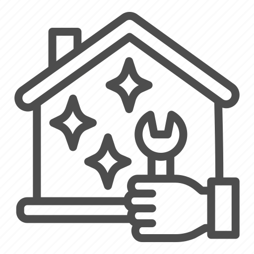 House, construction, hand, repair, service, wrench, shine icon - Download on Iconfinder