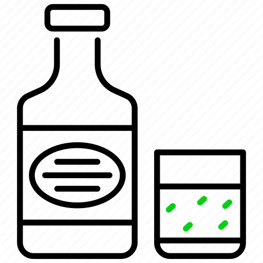 Whiskey, alcohol, drink, bottle, glass, beverage, wine icon - Download on Iconfinder