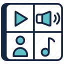 multimedia, music, video, audio, movie, player, sound, play, camera