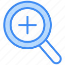 zoom in, zoom, magnifier, search, find, glass, magnifying, plus, tool