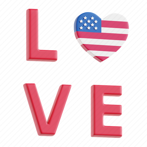 Patriotism, love, devotion, national pride, i love usa 3D illustration - Download on Iconfinder
