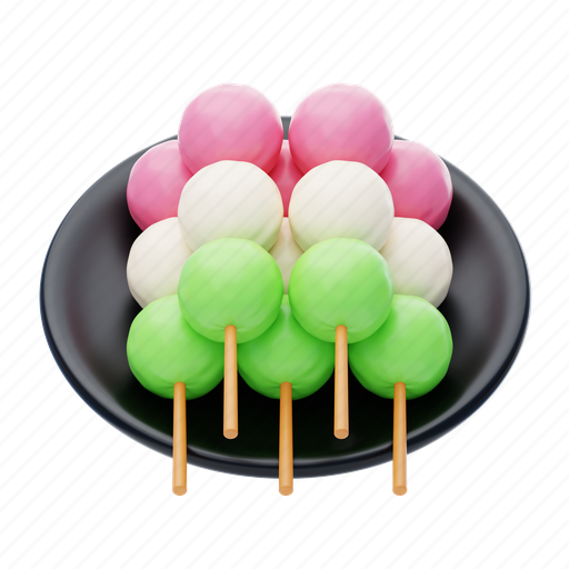 Japan, dango, food, sweet, dessert, snack, dumpling 3D illustration - Download on Iconfinder