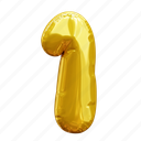 one, 1, number, balloon number, gold number 