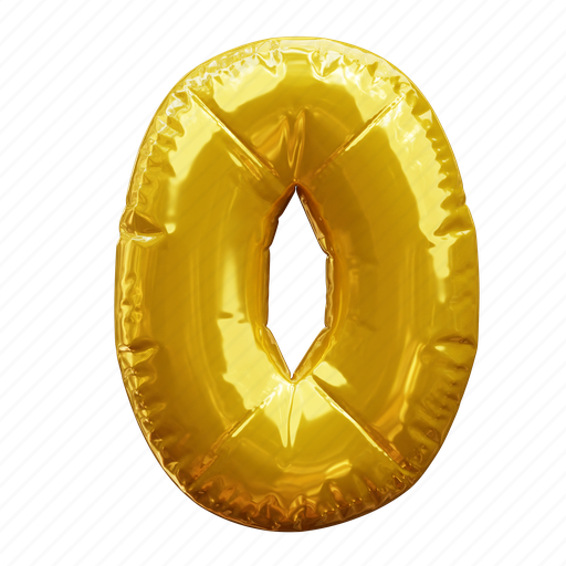 Zero, 0, number, balloon number, gold number 3D illustration - Download on Iconfinder