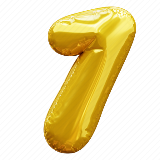 Seven, 7, number, balloon number, gold number 3D illustration - Download on Iconfinder