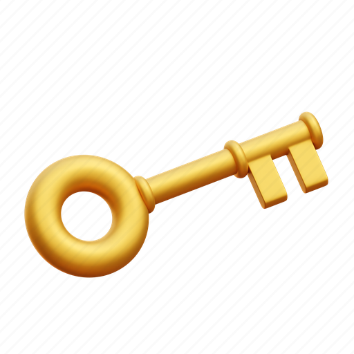 Key, golden key, safety, security, lock 3D illustration - Download on Iconfinder