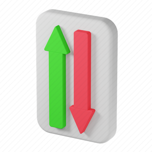 Up, down, business, chart, direction, marketing, arrow 3D illustration - Download on Iconfinder