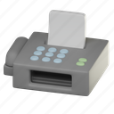 fax, fax 3d, machine, printer, paper, office, document, communication 