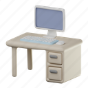 office desk, office desk 3d, work, furniture, office, workplace, computer, table 