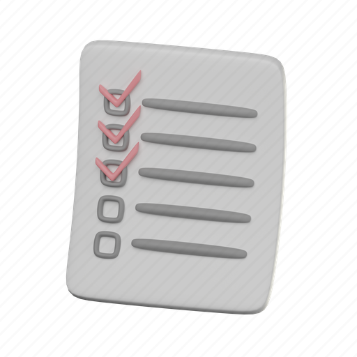 Checklist, checklist 3d, clipboard, tasklist, documents, notepad, task 3D illustration - Download on Iconfinder