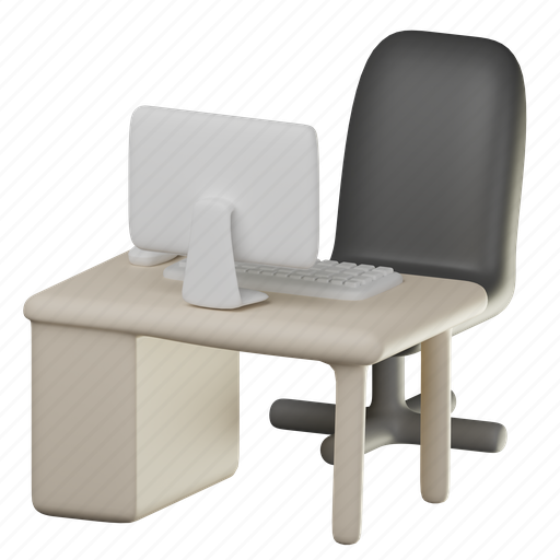 Workspace, workspace 3d, table, computer, office, desk, working 3D illustration - Download on Iconfinder