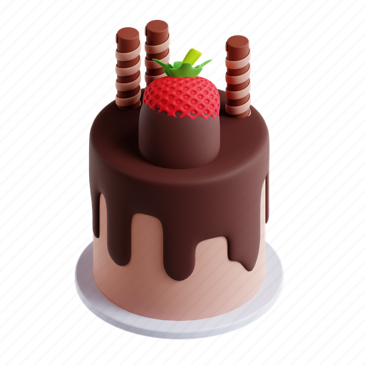Cake, strawberry, chocolate cake, delicious 3D illustration - Download on Iconfinder
