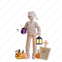 halloween, character, illustration, mummy, desert, concept, night, party, pumkin 
