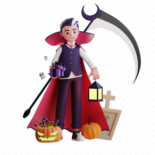 Halloween, character, illustration, vampire, moon, concept, night 3D illustration - Download on Iconfinder