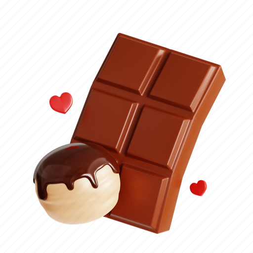 Chocolate, choco, snack, beverage, valentine, candy, bar 3D illustration - Download on Iconfinder