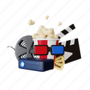 cinema, movie, film, entertainment, popcorn, background, theater, illustration, camera 
