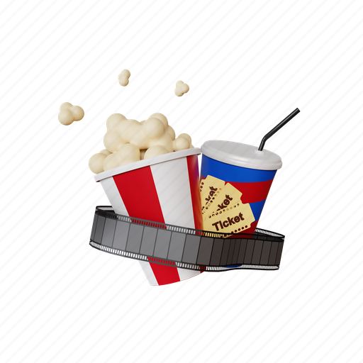 Cinema, movie, film, entertainment, popcorn, background, theater 3D illustration - Download on Iconfinder