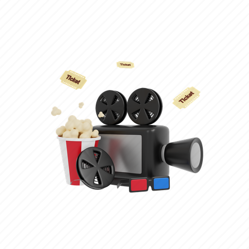 Cinema, movie, film, entertainment, popcorn, background, theater 3D illustration - Download on Iconfinder