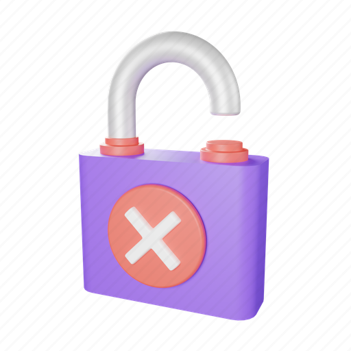 Unsafe, unlock, risk, padlock, insecure, key, lock 3D illustration - Download on Iconfinder
