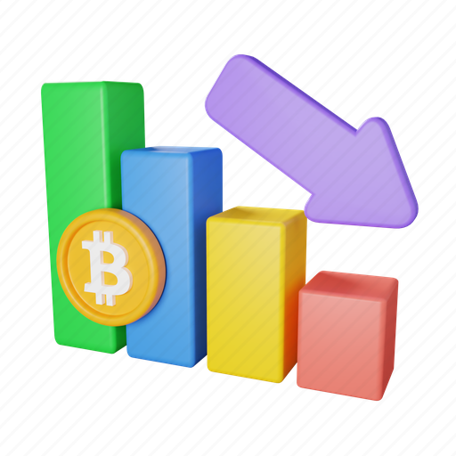 Value, decrease, bitcoin, blockchain, crypto, finance, market 3D illustration - Download on Iconfinder