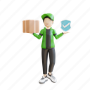 illustration, man, service, delivery, character, cartoon, courier, package, box 
