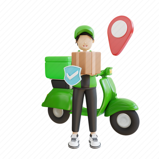 Illustration, man, service, delivery, character, cartoon, courier 3D illustration - Download on Iconfinder