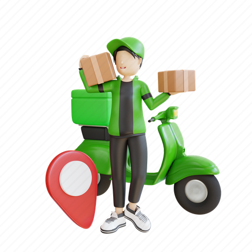 Illustration, man, service, delivery, character, cartoon, courier 3D illustration - Download on Iconfinder