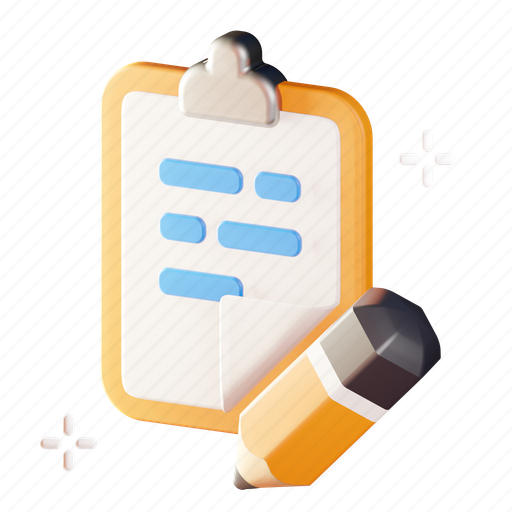 Clipboard, writing, document, data 3D illustration - Download on Iconfinder