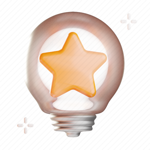 Star, bulb, favorite, light, rating 3D illustration - Download on Iconfinder