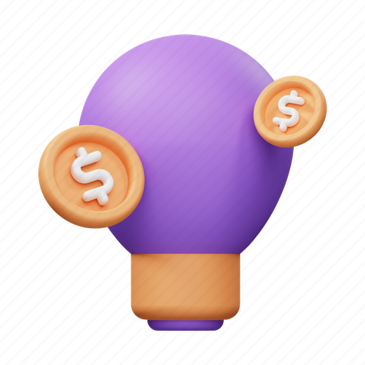Idea, finance, money, business, innovation, bulb, light 3D illustration - Download on Iconfinder