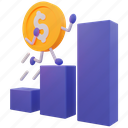 3d, render, growth, business, money, goal, level, icon, side