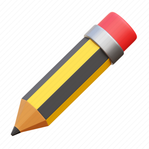 Pencil, writing, edit, education, school 3D illustration - Download on Iconfinder