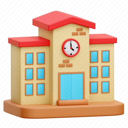 School, building, education, university, student 3D illustration - Download on Iconfinder