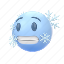 emoji, emoticon, sticker, face, cold, ice, frozen, winter, left 