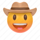 emoji, emoticon, sticker, face, cowboy, hat, center