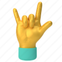 emoji, emoticon, sticker, gesture, rock, hand, yellwo 