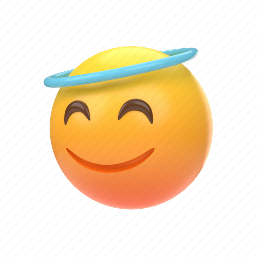 Emoji, emoticon, sticker, face, angel, happy, innocent 3D illustration - Download on Iconfinder