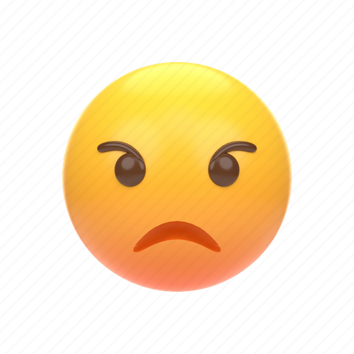 Emoji, emoticon, sticker, face, angry, annoyed, center 3D illustration - Download on Iconfinder