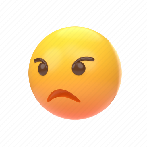 Emoji, emoticon, sticker, face, angry, annoyed, left 3D illustration - Download on Iconfinder