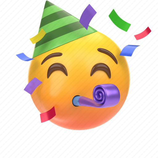 Emoji, emoticon, sticker, face, celebrate, celebration, party 3D illustration - Download on Iconfinder