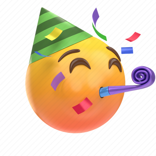 Emoji, emoticon, sticker, face, celebrate, celebration, party 3D