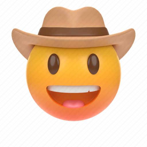 Emoji, emoticon, sticker, face, cowboy, hat, center 3D illustration - Download on Iconfinder