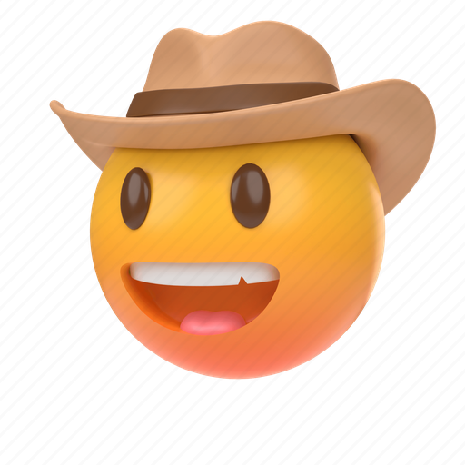 Emoji, emoticon, sticker, face, cowboy, hat, left 3D illustration - Download on Iconfinder