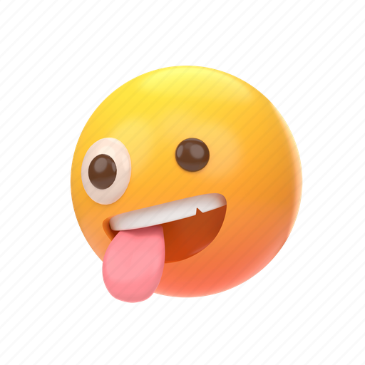 Emoji, emoticon, sticker, face, crazy, tongue, out 3D illustration - Download on Iconfinder
